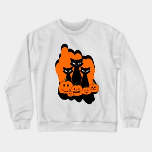 HAPPY Halloween Black Cats And Pumpkins Crewneck Sweatshirt